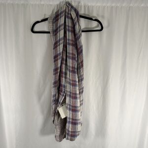 New LOFT The Infinty Scarf Women's OS One Size Brown Plaid Lightweight Round